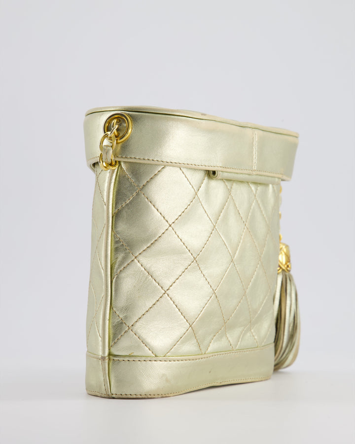 Top Quality Chanel Gold Vintage Lambskin Leather Small Binocular Bag with 24K Gold Hardware