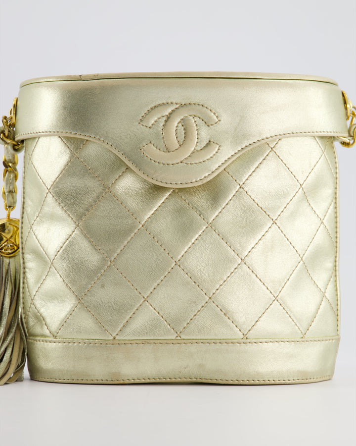 Top Quality Chanel Gold Vintage Lambskin Leather Small Binocular Bag with 24K Gold Hardware