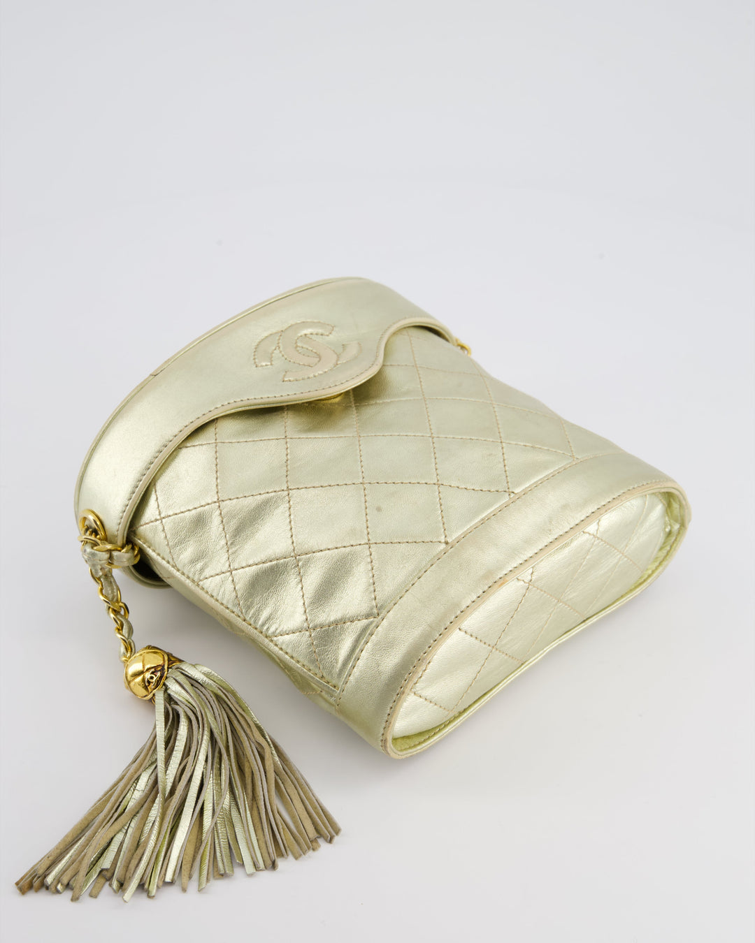 Top Quality Chanel Gold Vintage Lambskin Leather Small Binocular Bag with 24K Gold Hardware