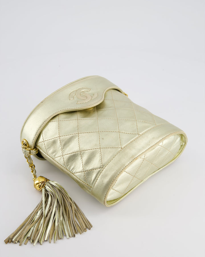 Top Quality Chanel Gold Vintage Lambskin Leather Small Binocular Bag with 24K Gold Hardware