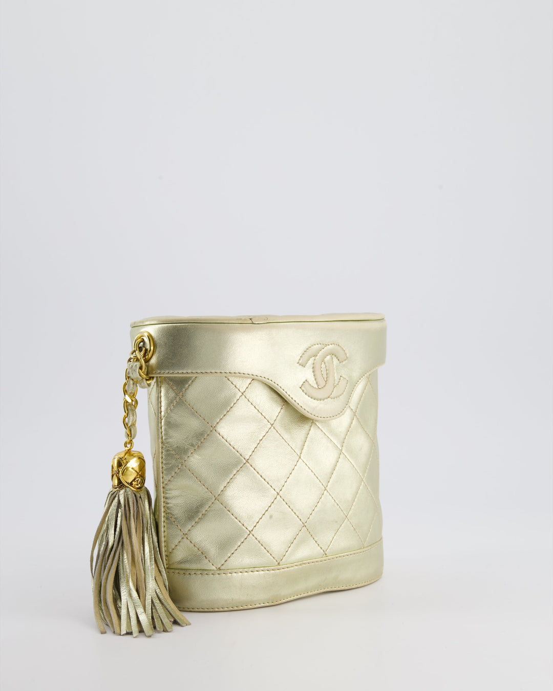 Top Quality Chanel Gold Vintage Lambskin Leather Small Binocular Bag with 24K Gold Hardware