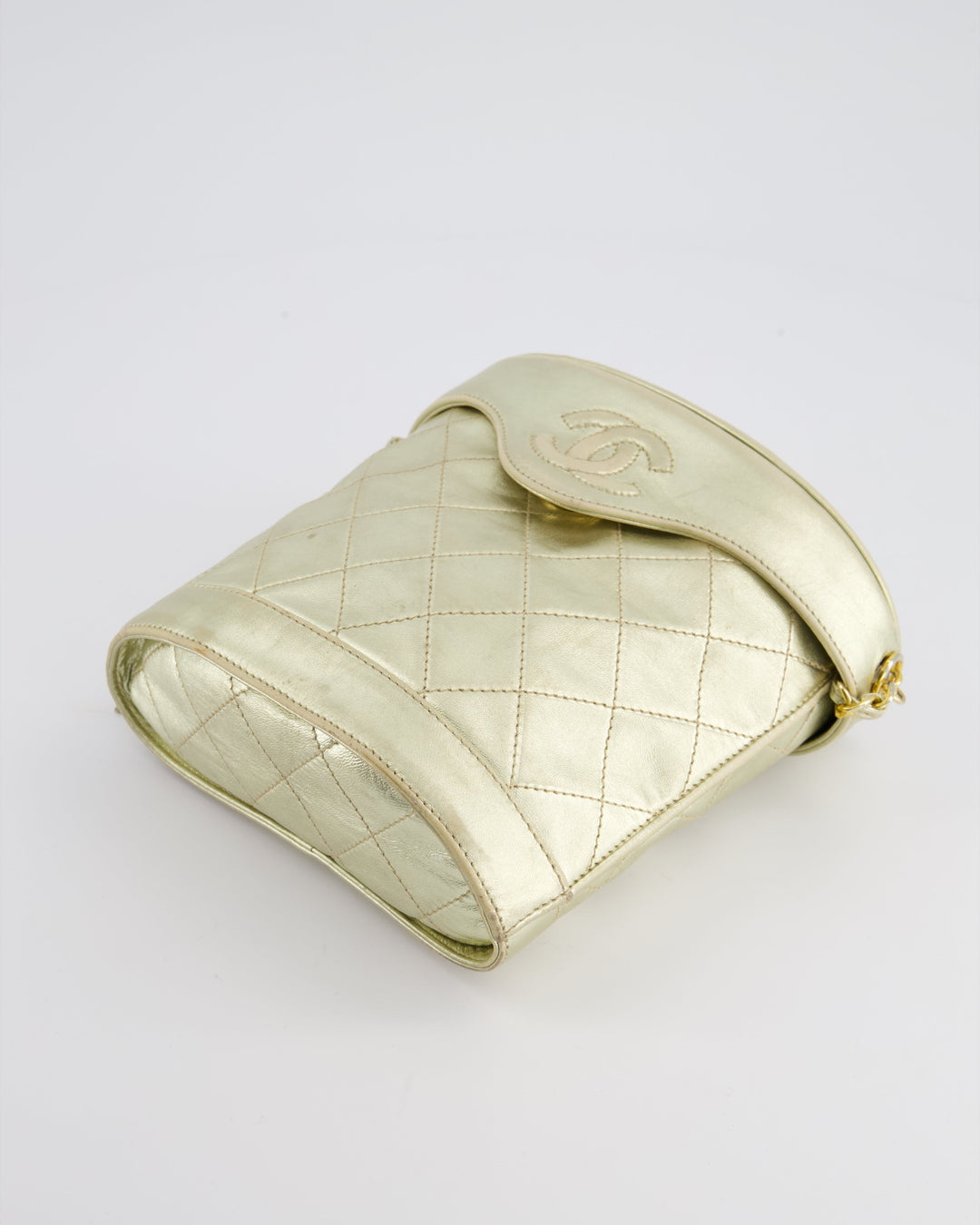 Top Quality Chanel Gold Vintage Lambskin Leather Small Binocular Bag with 24K Gold Hardware