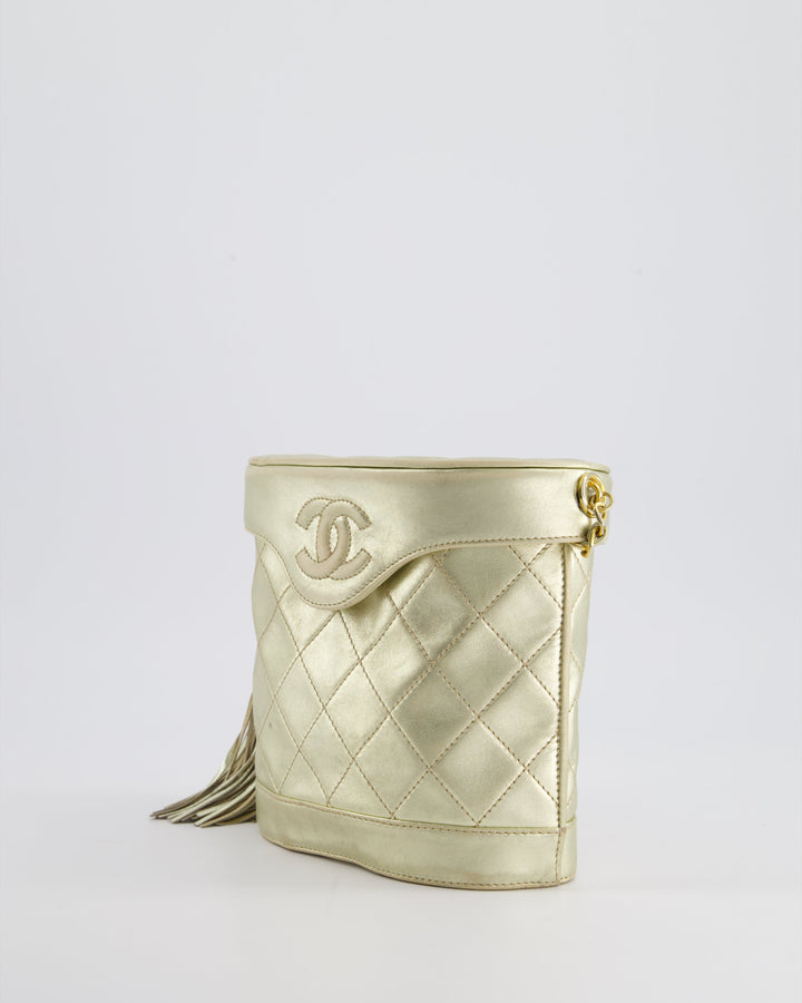 Top Quality Chanel Gold Vintage Lambskin Leather Small Binocular Bag with 24K Gold Hardware