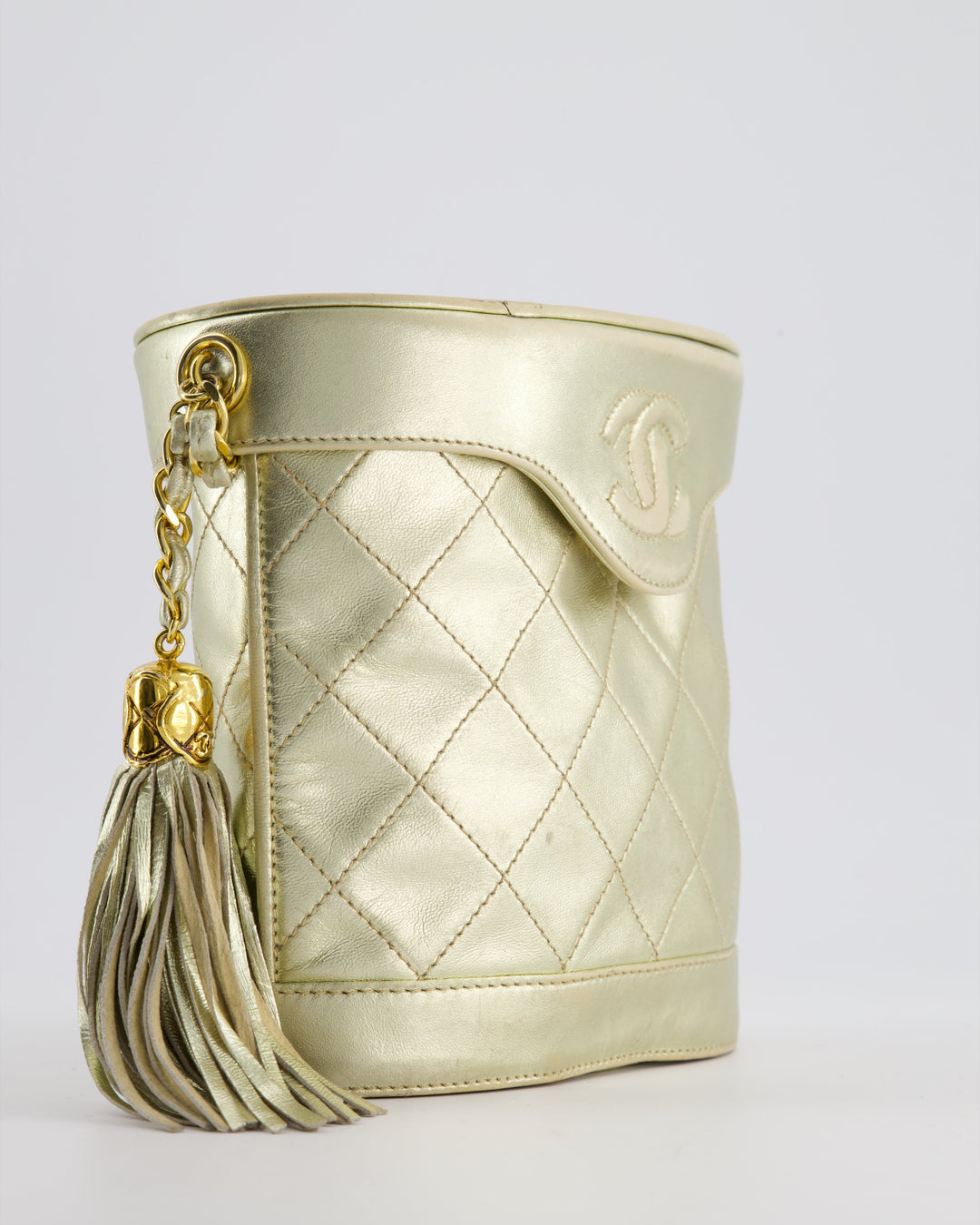 Top Quality Chanel Gold Vintage Lambskin Leather Small Binocular Bag with 24K Gold Hardware