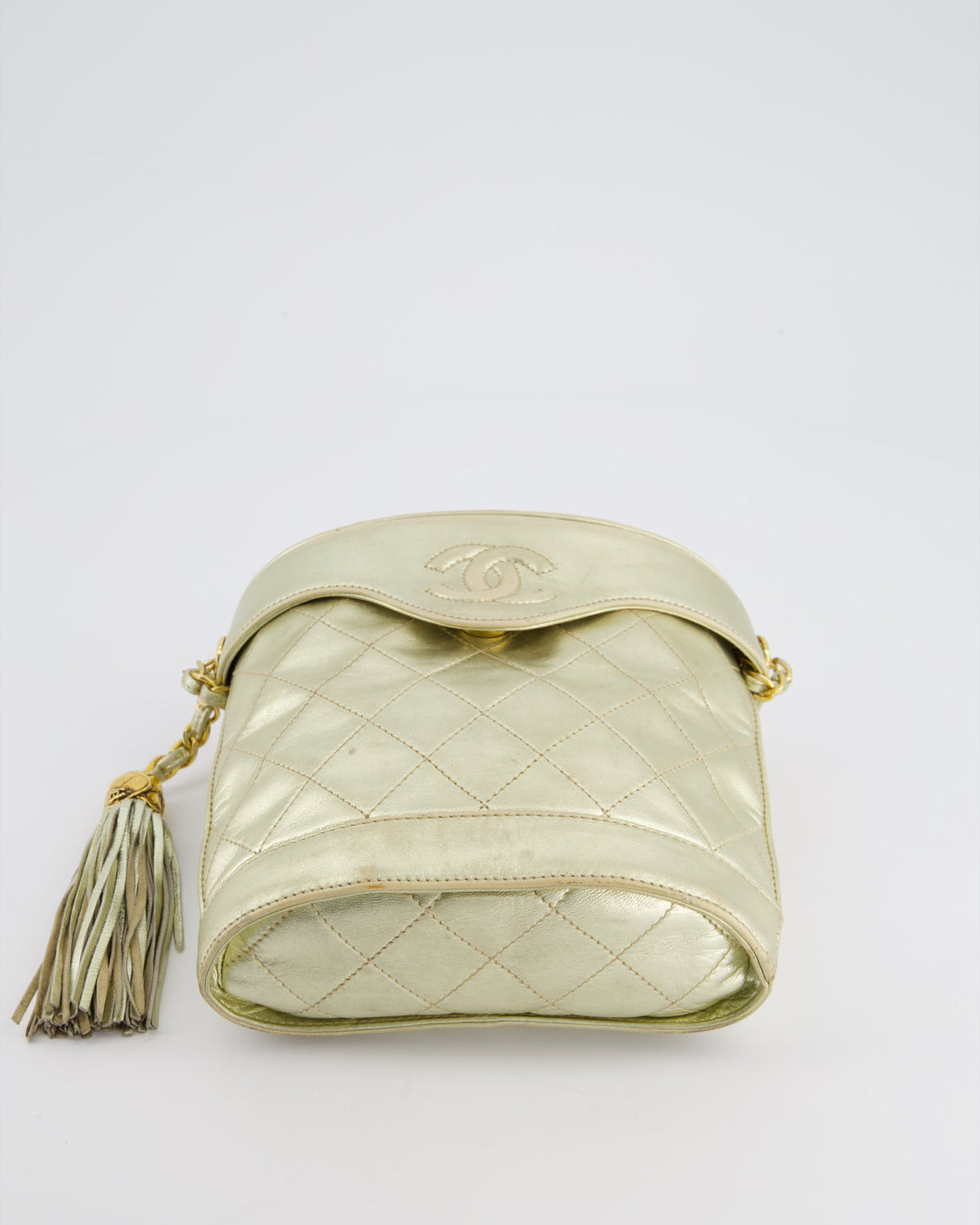 Top Quality Chanel Gold Vintage Lambskin Leather Small Binocular Bag with 24K Gold Hardware