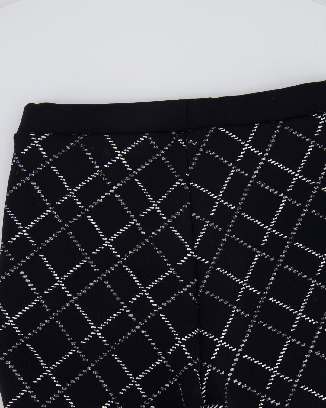 Top Quality Chanel Black Leggings with Silver Quilted Details Size FR 34 (UK 6)