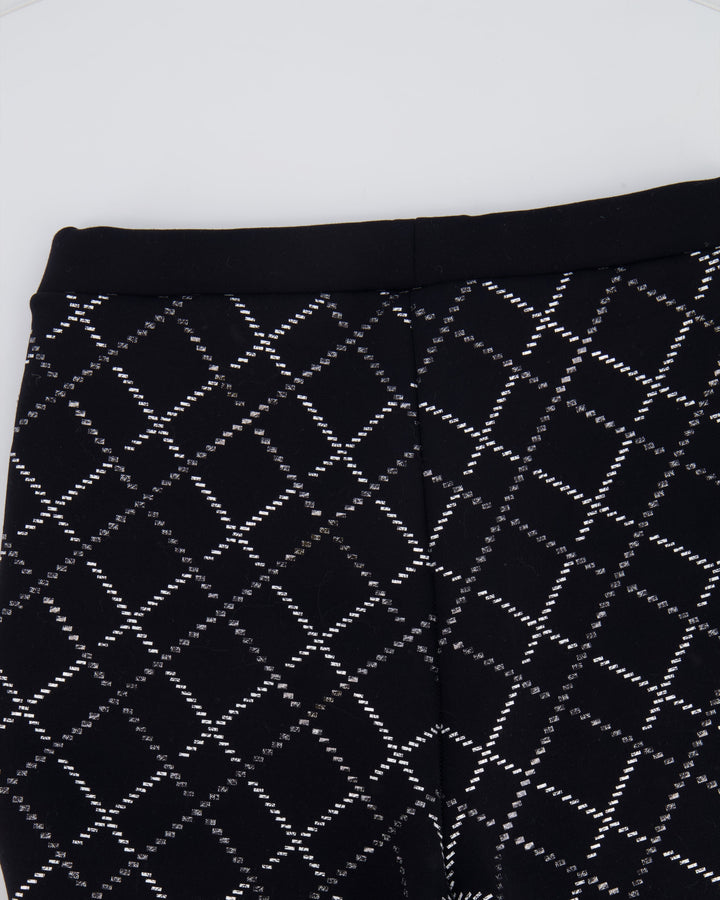 Top Quality Chanel Black Leggings with Silver Quilted Details Size FR 34 (UK 6)