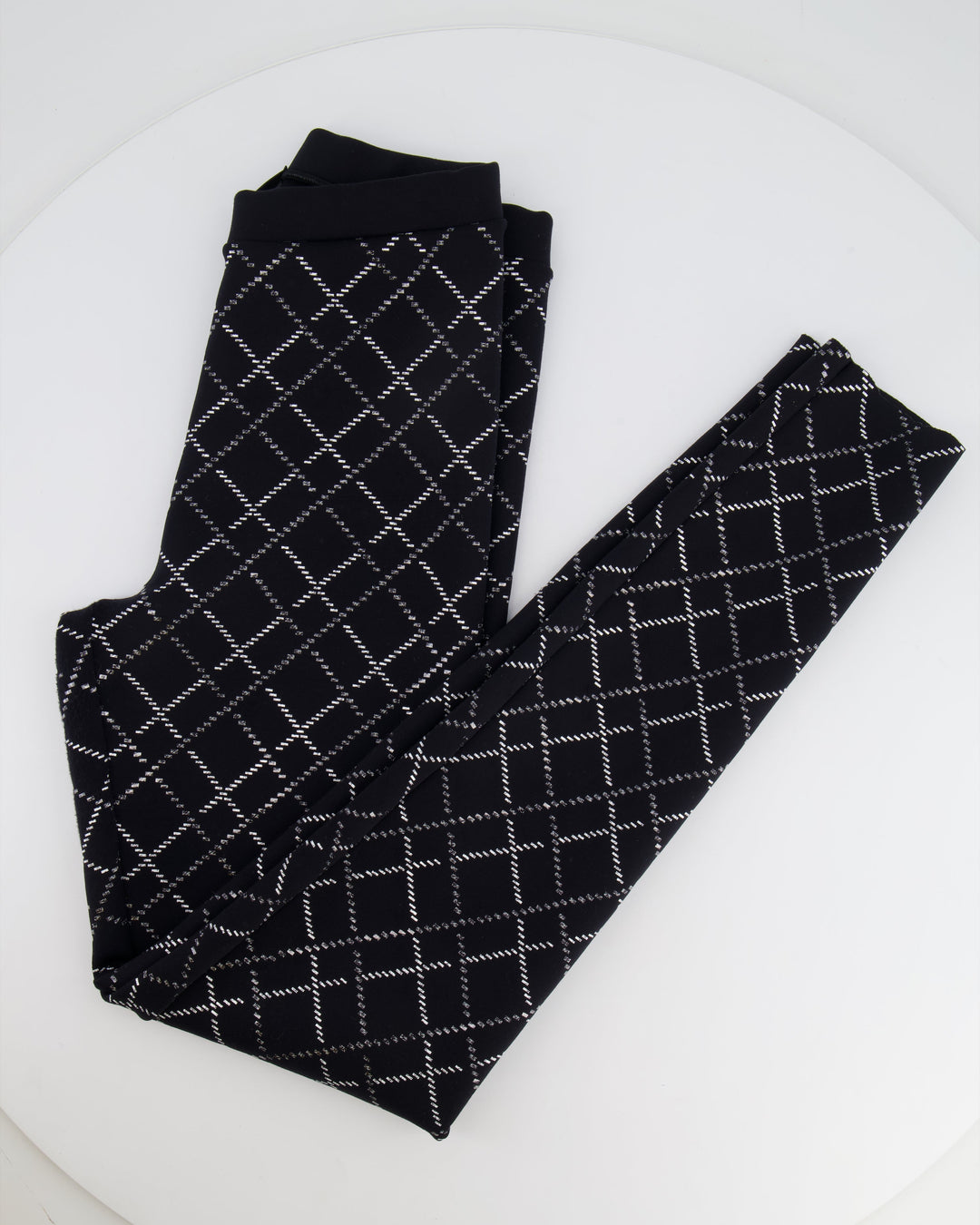 Top Quality Chanel Black Leggings with Silver Quilted Details Size FR 34 (UK 6)