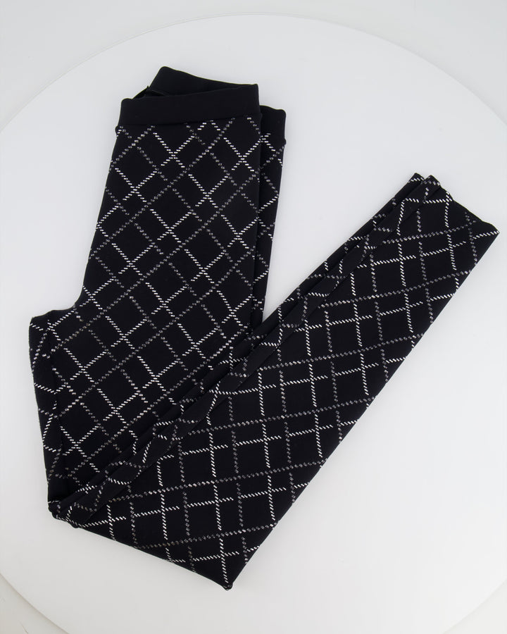 Top Quality Chanel Black Leggings with Silver Quilted Details Size FR 34 (UK 6)