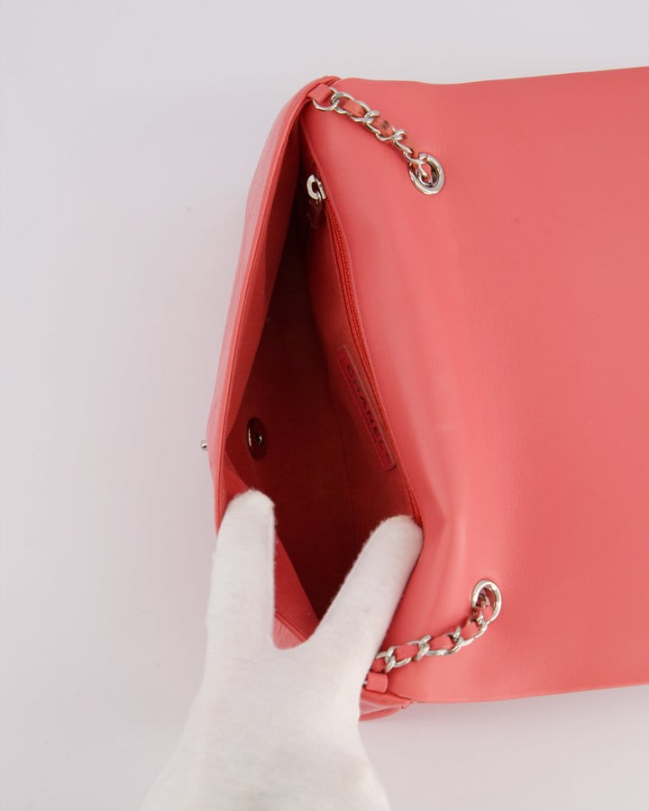 Top Quality Chanel Pink Patent Crinkled Calfskin Leather Flap Bag with Enamel CC Logo and Silver Hardware
