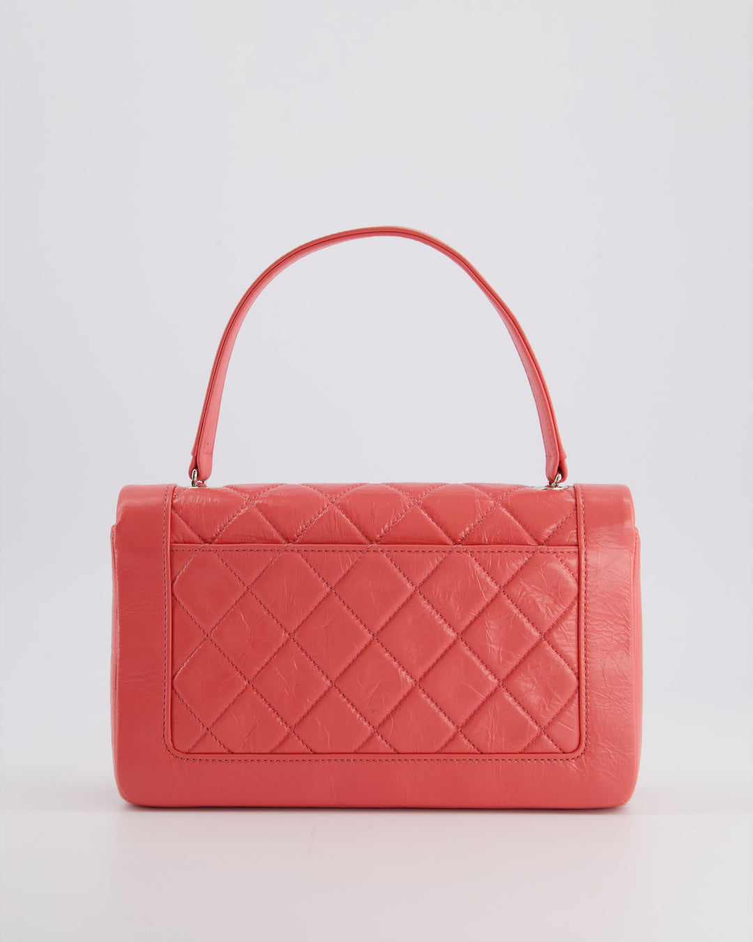 Top Quality Chanel Pink Patent Crinkled Calfskin Leather Flap Bag with Enamel CC Logo and Silver Hardware