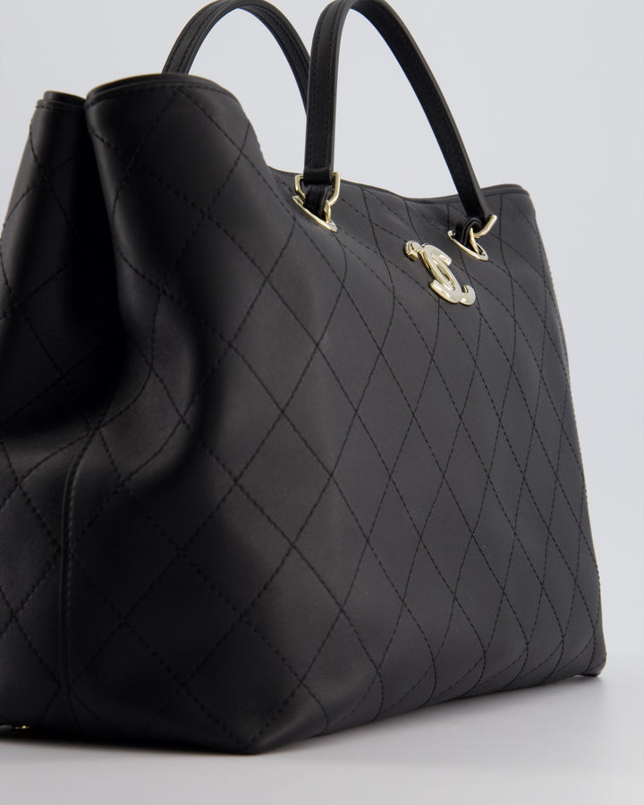Top Quality Chanel Black Quilted Tote Bag in Calfskin Leather with Champagne Hardware & CC Detail