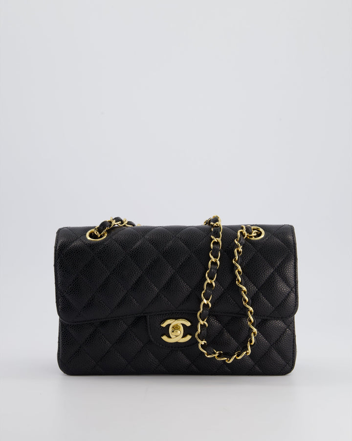 Top Quality Chanel Black Small Classic Double Flap Bag in Caviar Leather with Gold Hardware