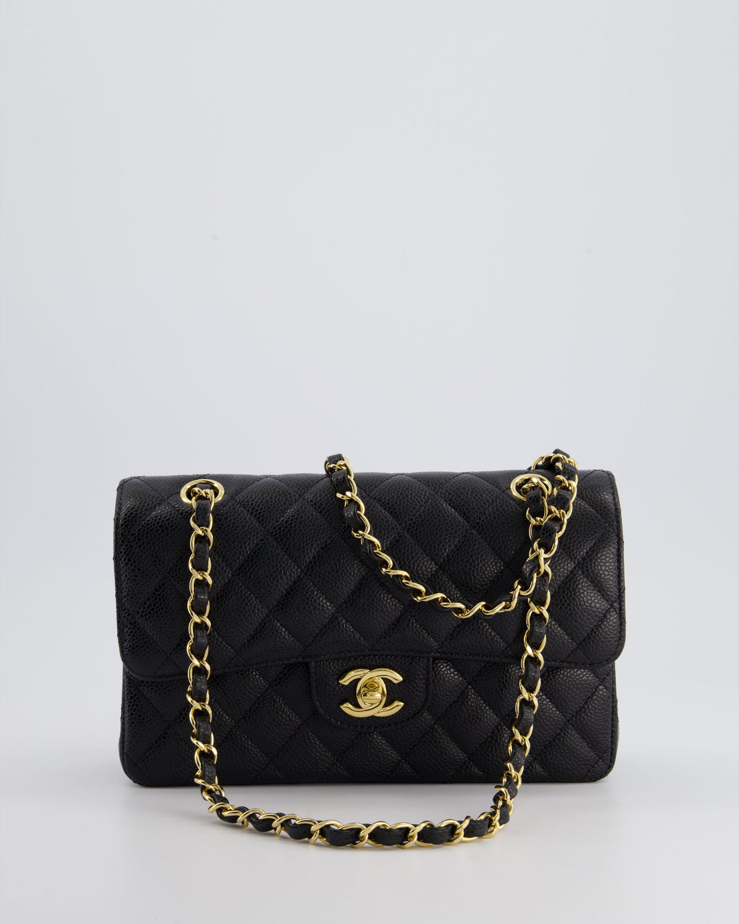 Top Quality Chanel Black Small Classic Double Flap Bag in Caviar Leather with Gold Hardware