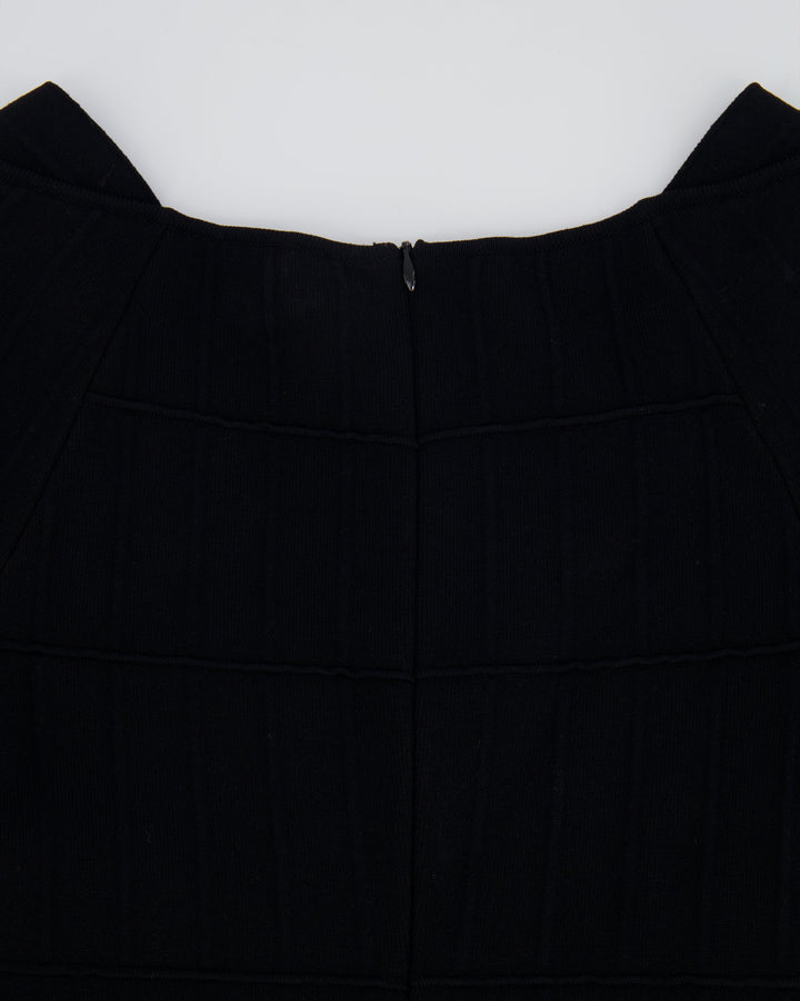 Fendi Black Short Sleeve Top with Ribbed Details Size IT 38 (UK 6)