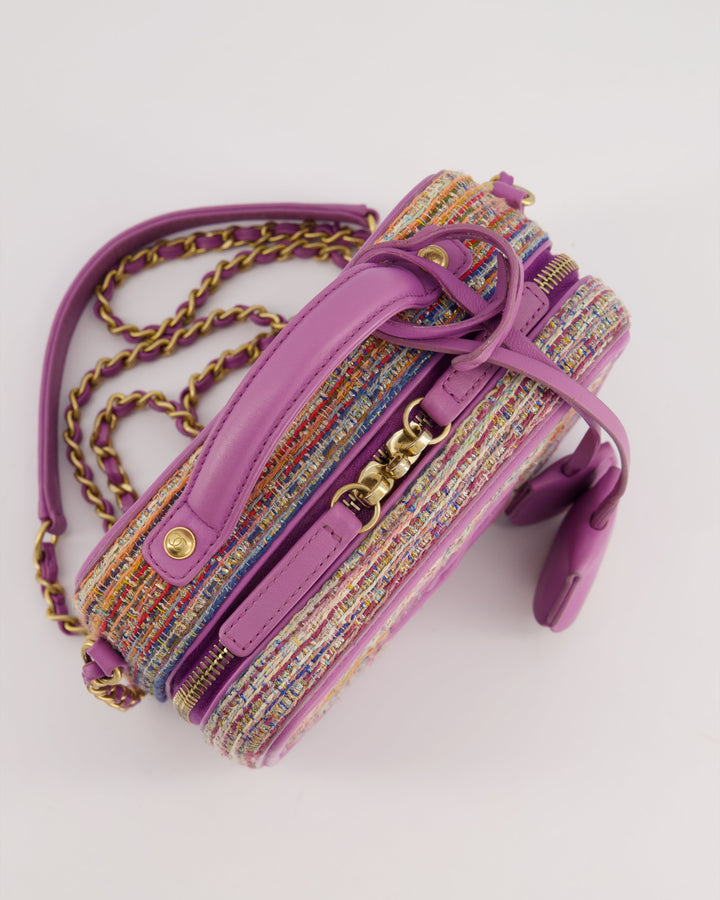 *HOT* Top Quality Chanel Purple & Multicolour Tweed Small CC Vanity Case Bag in Lambskin Leather with Brushed Gold Hardware