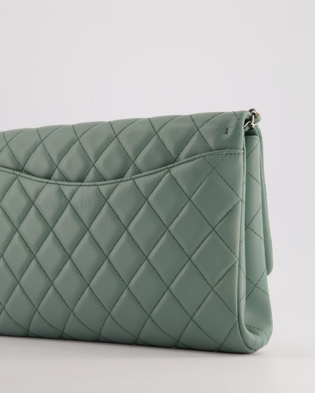 Top Quality Chanel Cloudy Grey Timeless Clutch on Chain in Lambskin Leather with Silver Hardware