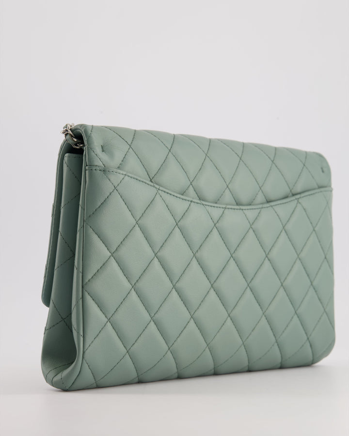 Top Quality Chanel Cloudy Grey Timeless Clutch on Chain in Lambskin Leather with Silver Hardware