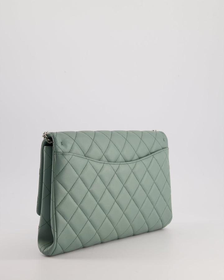 Top Quality Chanel Cloudy Grey Timeless Clutch on Chain in Lambskin Leather with Silver Hardware