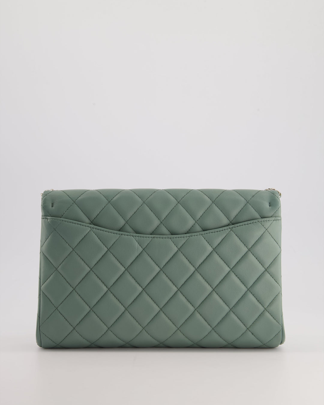 Top Quality Chanel Cloudy Grey Timeless Clutch on Chain in Lambskin Leather with Silver Hardware