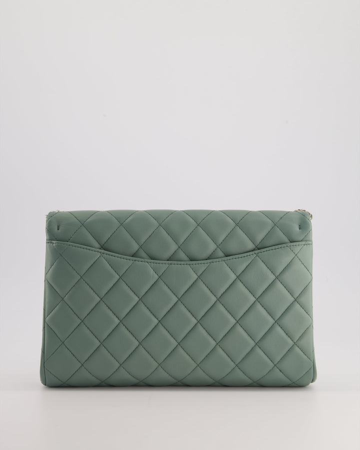 Top Quality Chanel Cloudy Grey Timeless Clutch on Chain in Lambskin Leather with Silver Hardware
