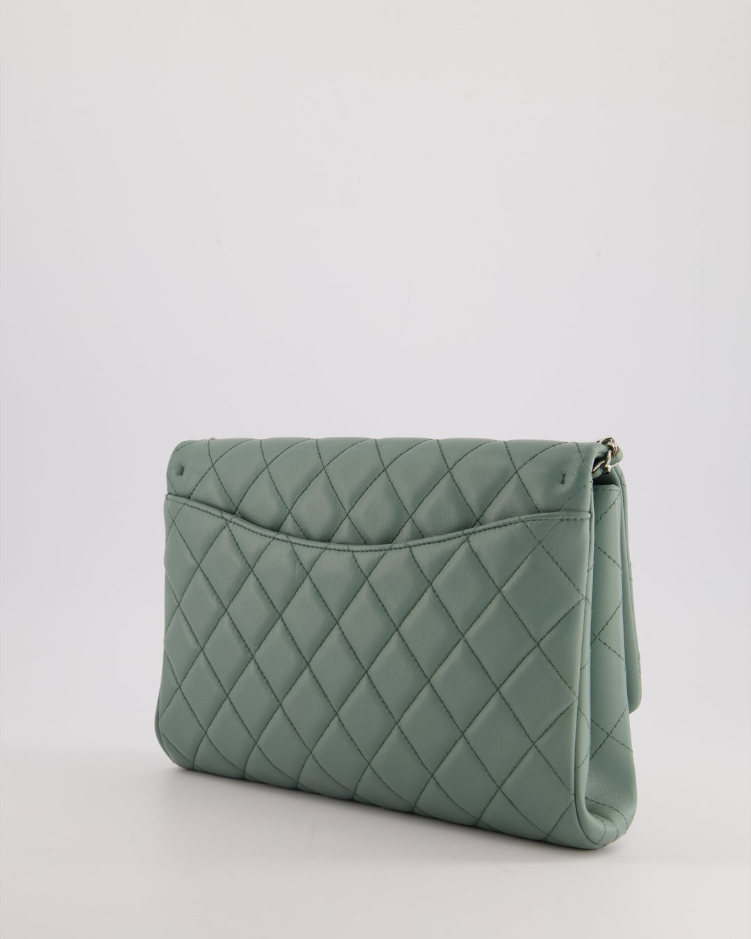 Top Quality Chanel Cloudy Grey Timeless Clutch on Chain in Lambskin Leather with Silver Hardware