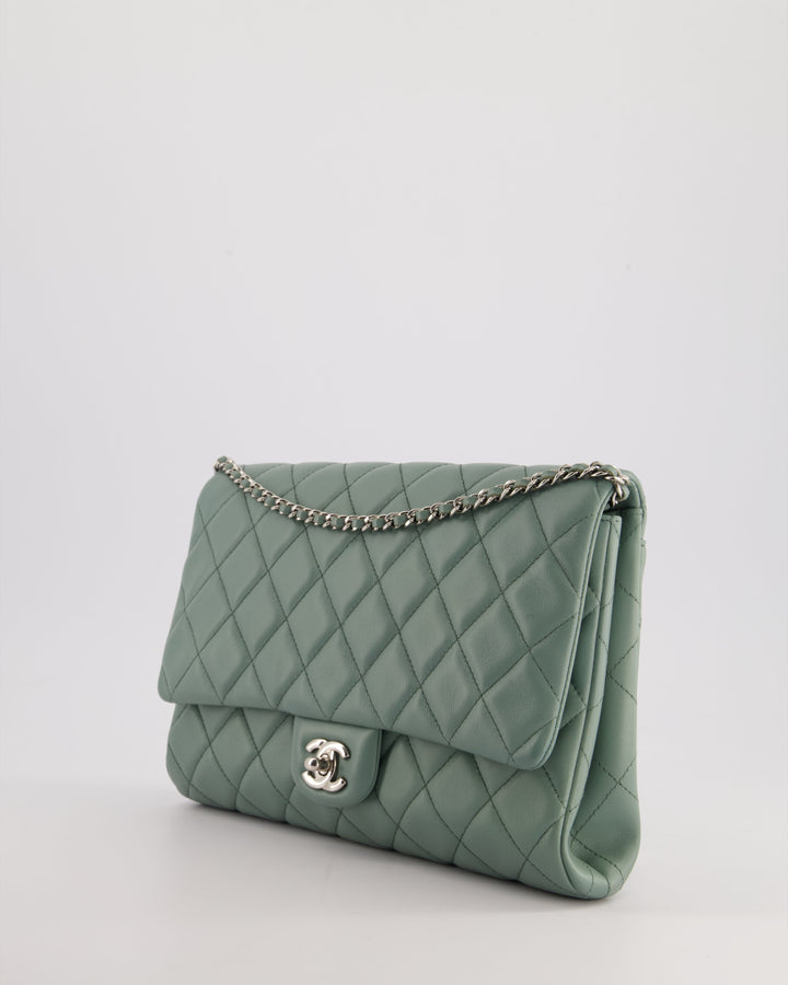 Top Quality Chanel Cloudy Grey Timeless Clutch on Chain in Lambskin Leather with Silver Hardware