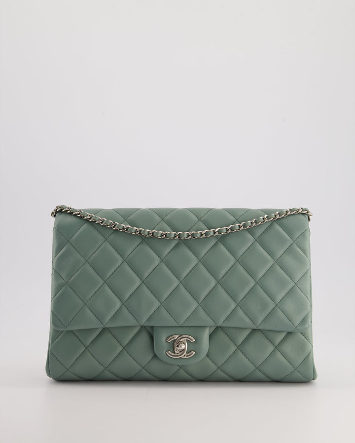 Top Quality Chanel Cloudy Grey Timeless Clutch on Chain in Lambskin Leather with Silver Hardware