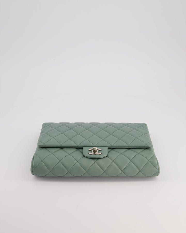 Top Quality Chanel Cloudy Grey Timeless Clutch on Chain in Lambskin Leather with Silver Hardware