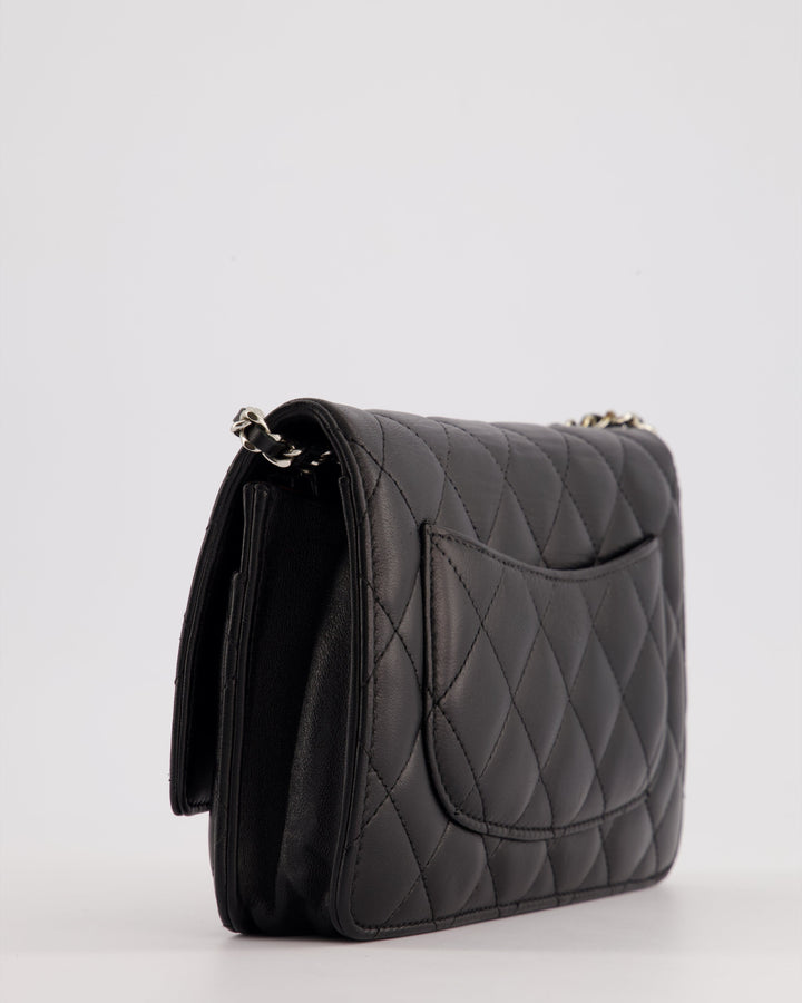 Top Quality Chanel Black Quilted Wallet on Chain Bag In Lambskin Leather with Silver Hardware