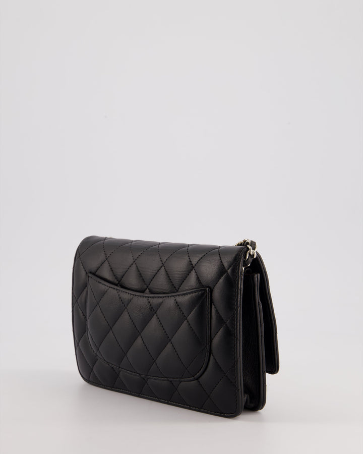 Top Quality Chanel Black Quilted Wallet on Chain Bag In Lambskin Leather with Silver Hardware