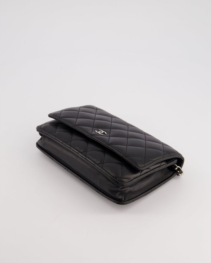 Top Quality Chanel Black Quilted Wallet on Chain Bag In Lambskin Leather with Silver Hardware