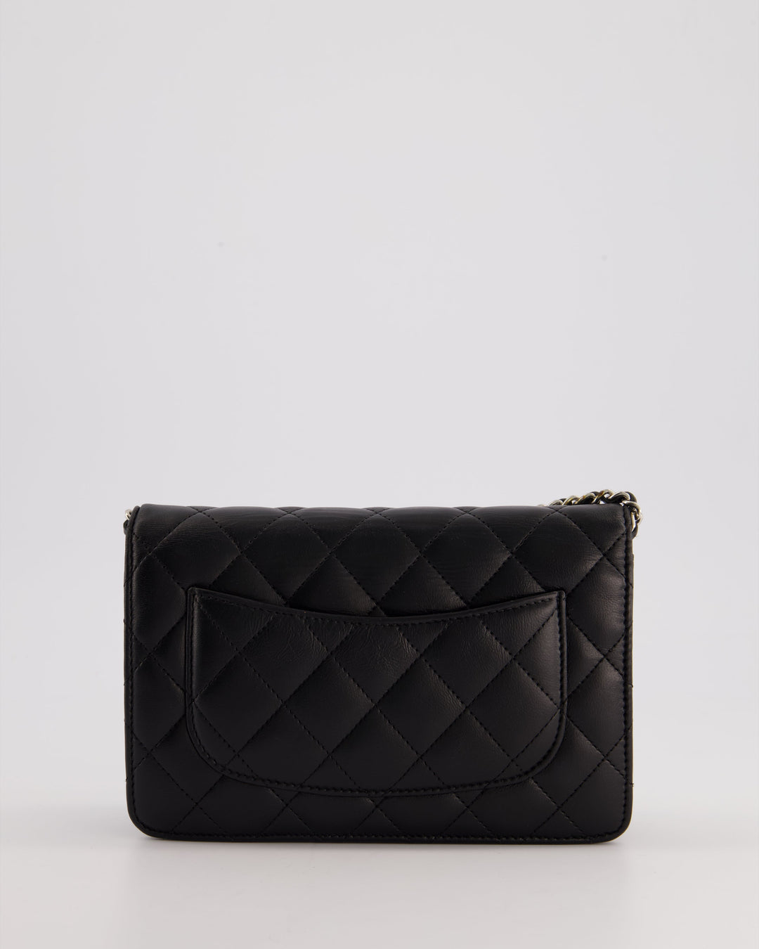 Top Quality Chanel Black Quilted Wallet on Chain Bag In Lambskin Leather with Silver Hardware