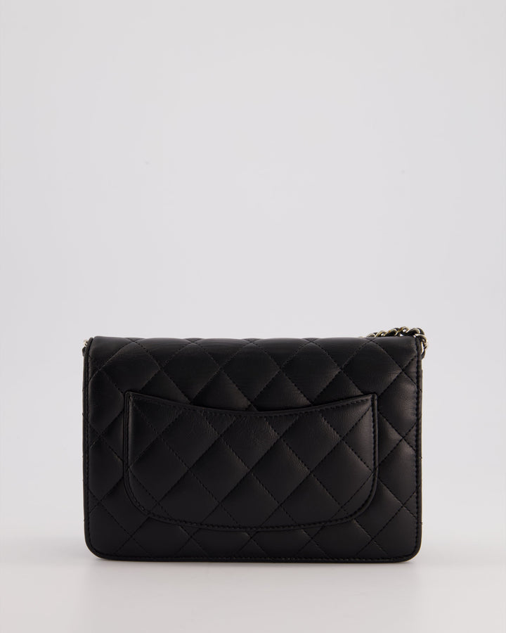 Top Quality Chanel Black Quilted Wallet on Chain Bag In Lambskin Leather with Silver Hardware