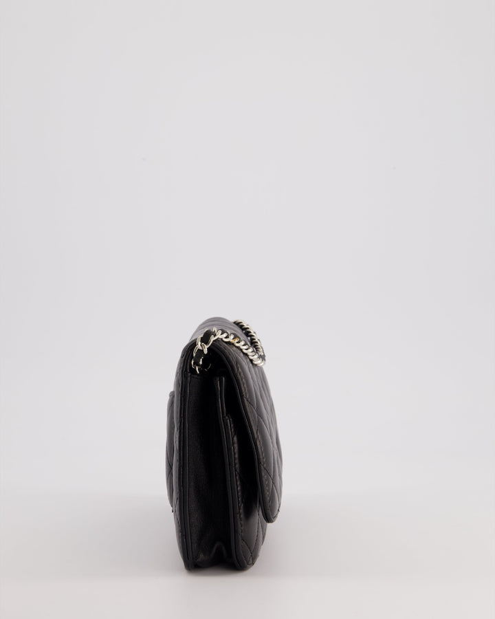 Top Quality Chanel Black Quilted Wallet on Chain Bag In Lambskin Leather with Silver Hardware