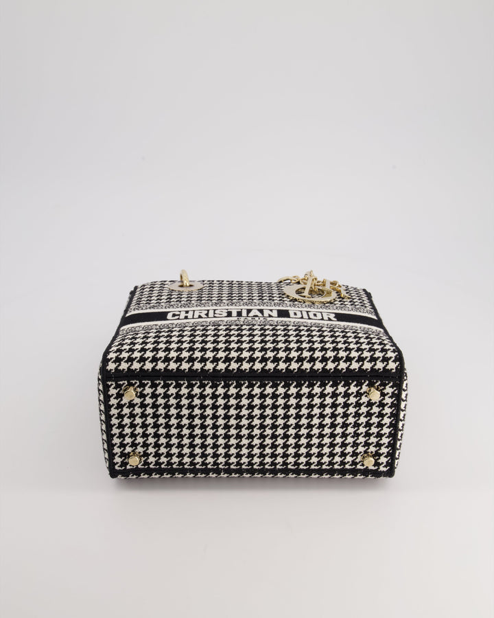 *RARE* Christian Top quality Dior Black & White Houndstooth Medium Lady Top quality Dior Bag in Canvas with Champagne Gold Hardware