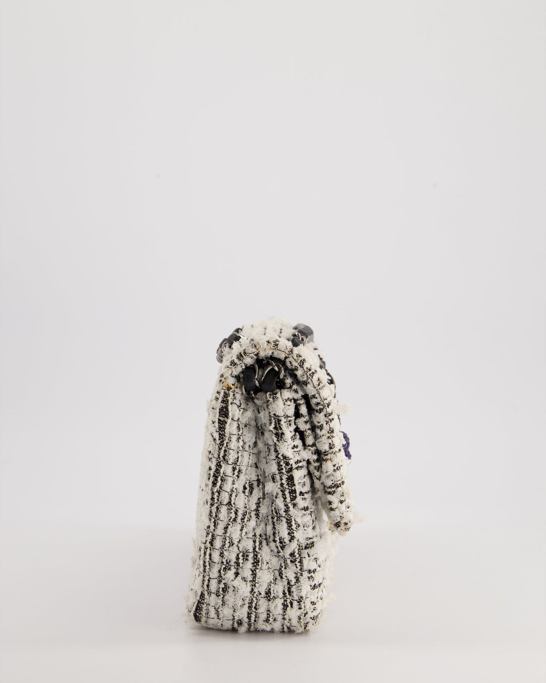 Top Quality Chanel White and Black Tweed Medium Reissue Double Flap Bag with Embellished Detail and Gun-Metal Hardware RRP ¬£8,180