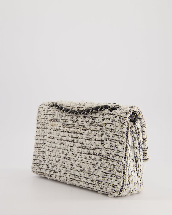 Top Quality Chanel White and Black Tweed Medium Reissue Double Flap Bag with Embellished Detail and Gun-Metal Hardware RRP ¬£8,180