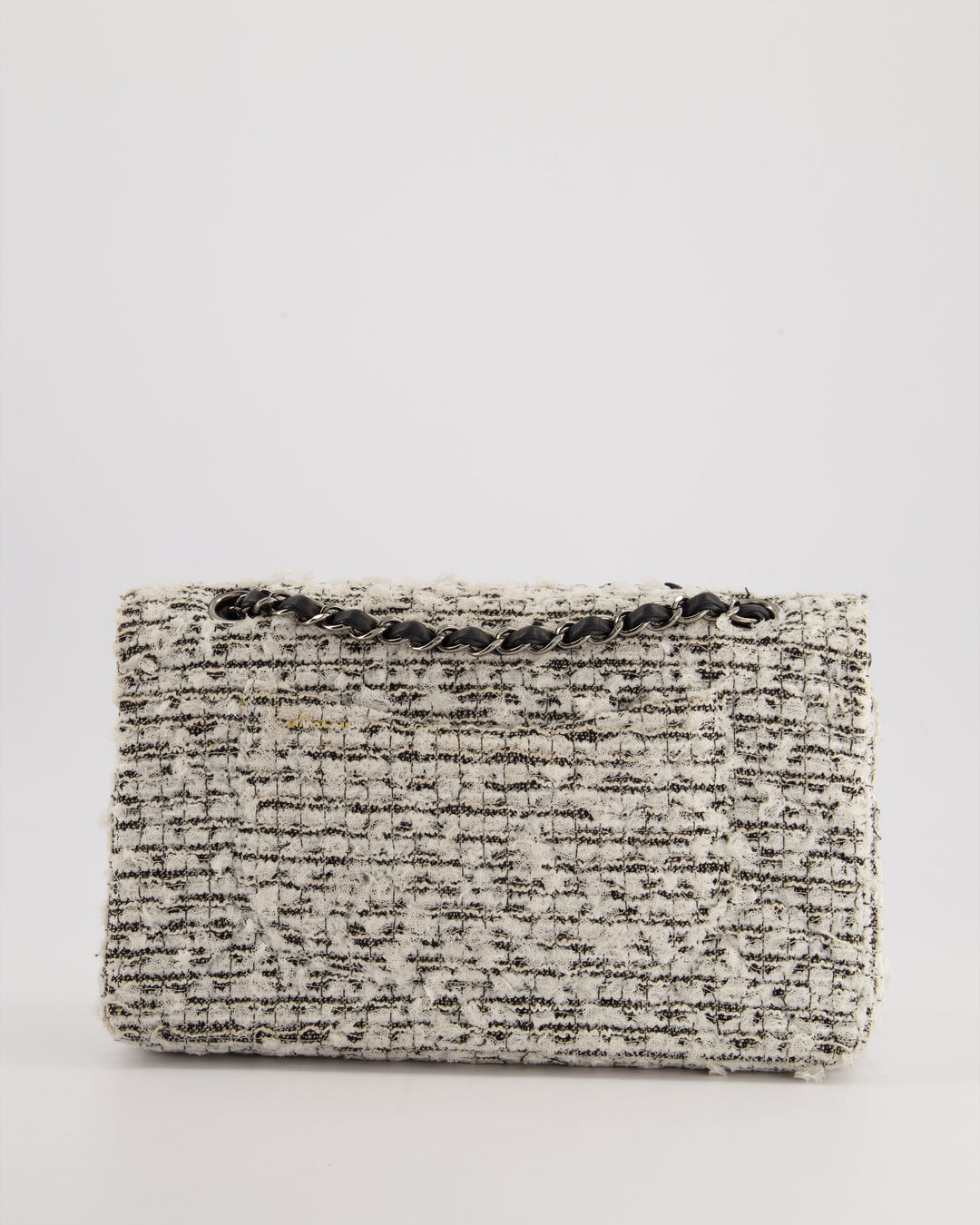 Top Quality Chanel White and Black Tweed Medium Reissue Double Flap Bag with Embellished Detail and Gun-Metal Hardware RRP ¬£8,180