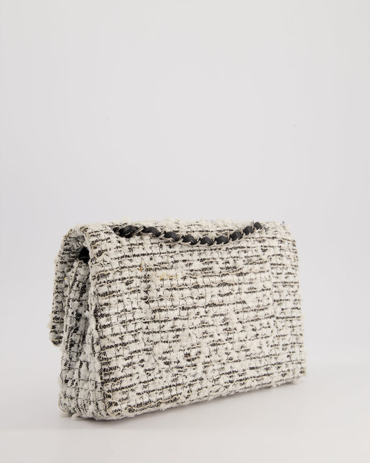 Top Quality Chanel White and Black Tweed Medium Reissue Double Flap Bag with Embellished Detail and Gun-Metal Hardware RRP ¬£8,180