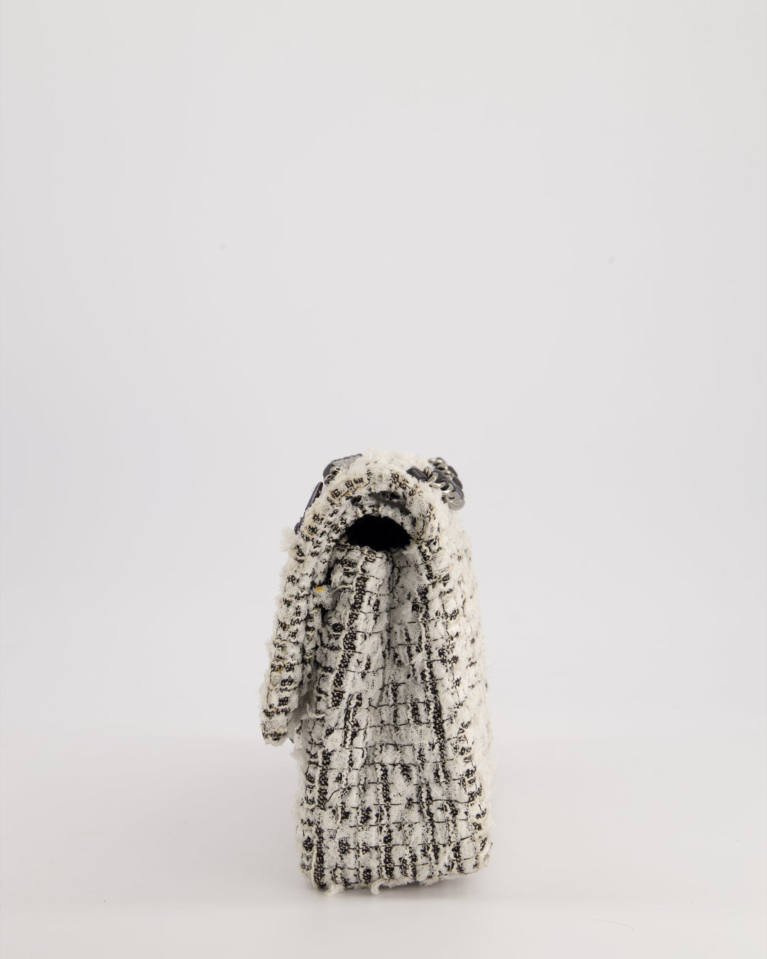 Top Quality Chanel White and Black Tweed Medium Reissue Double Flap Bag with Embellished Detail and Gun-Metal Hardware RRP ¬£8,180