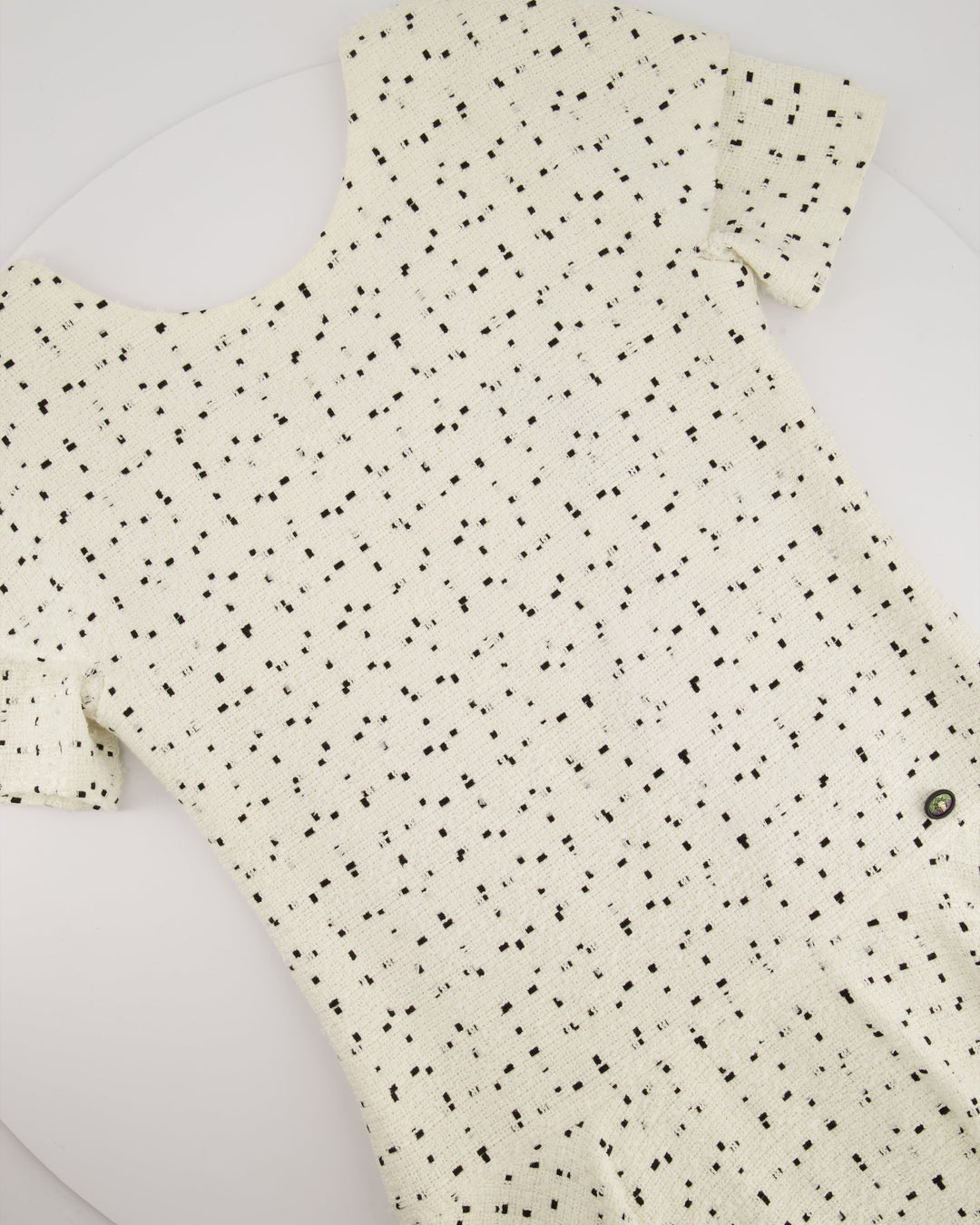 Top Quality Chanel White & Black Tweed Mini Dress With Frill Detail Skirt Size FR 38 (UK 10)