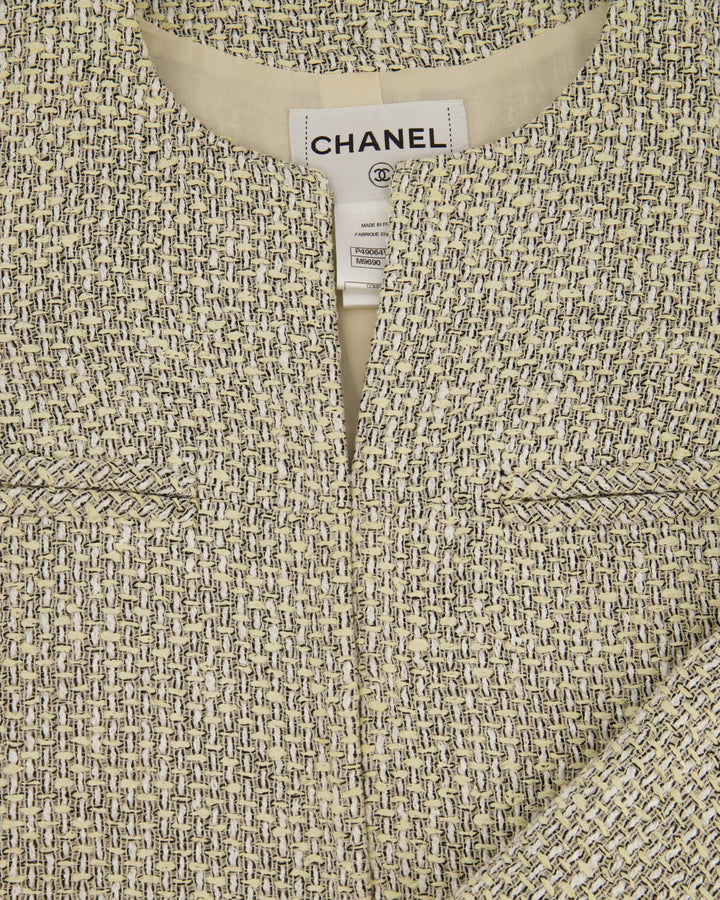 Top Quality Chanel Black and Beige Tweed Jacket With Pocket Detail Size FR 42 (UK 14)