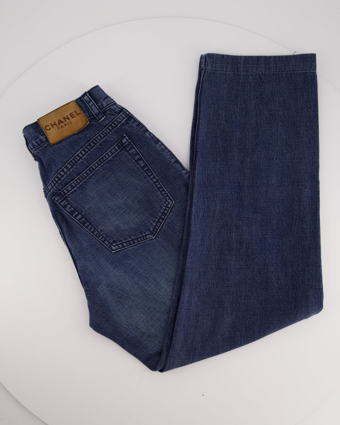 Top Quality Chanel Vintage 01/A Washed Blue Denim 3 Zip Jeans Size FR 38 (UK 10)
