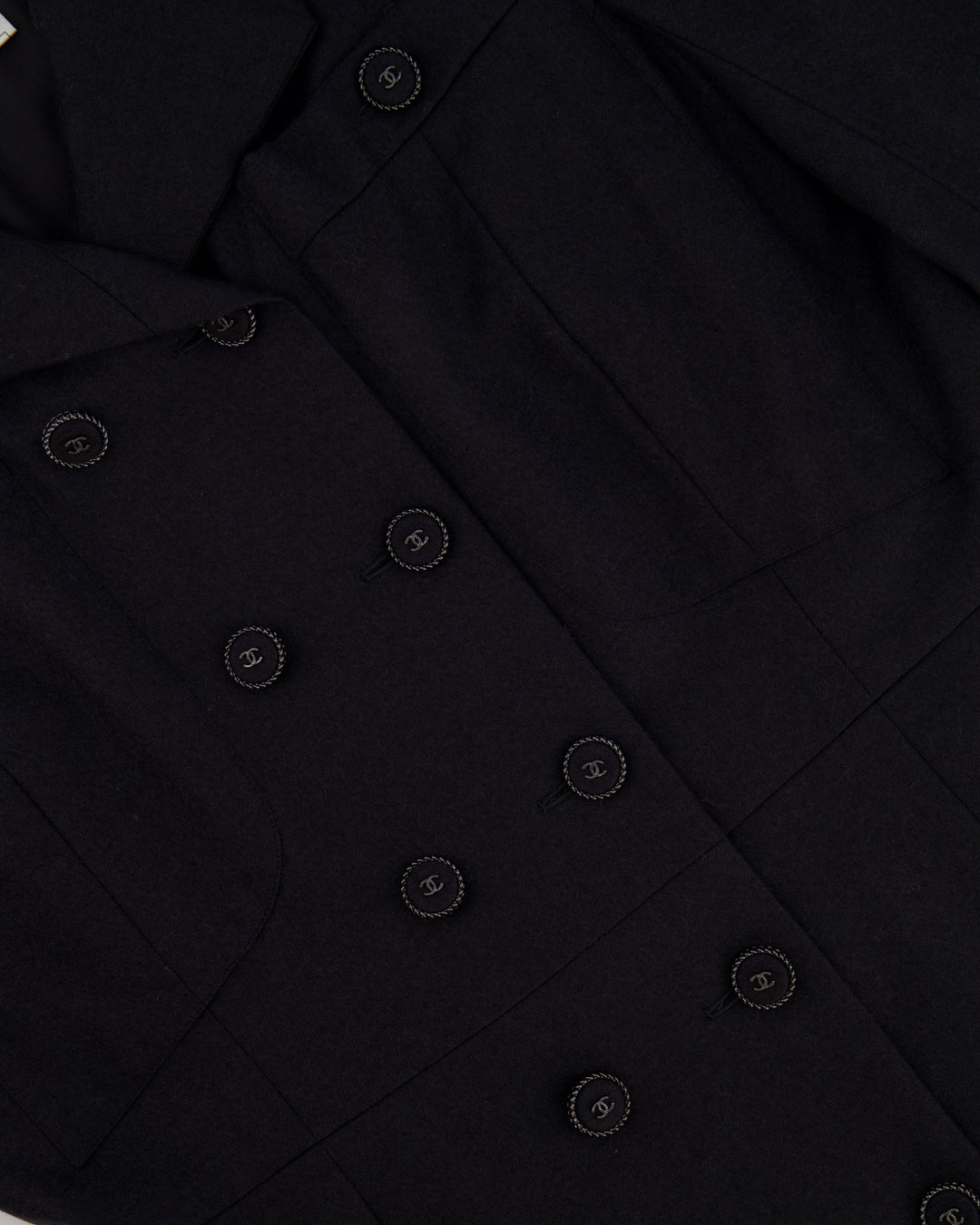 Top Quality Chanel Charcoal Wool Trench Coat with CC Logo Buttons Detailing Size FR 42 (UK 14)