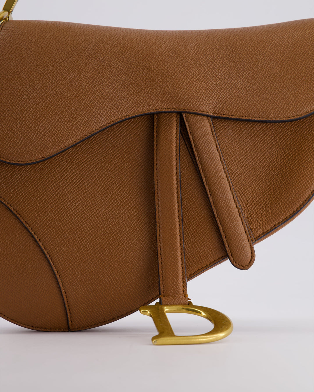 *FIRE PRICE* Christian Top quality Dior Brown Saddle Bag in Grained Calfskin Leather with Antique Gold Hardware