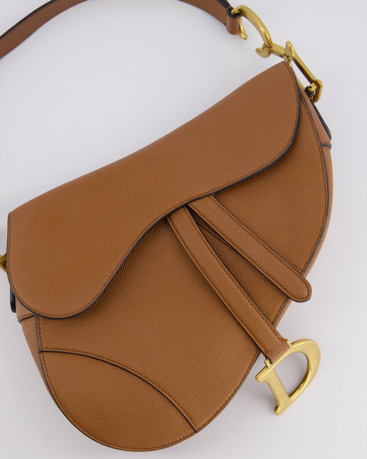 *FIRE PRICE* Christian Top quality Dior Brown Saddle Bag in Grained Calfskin Leather with Antique Gold Hardware