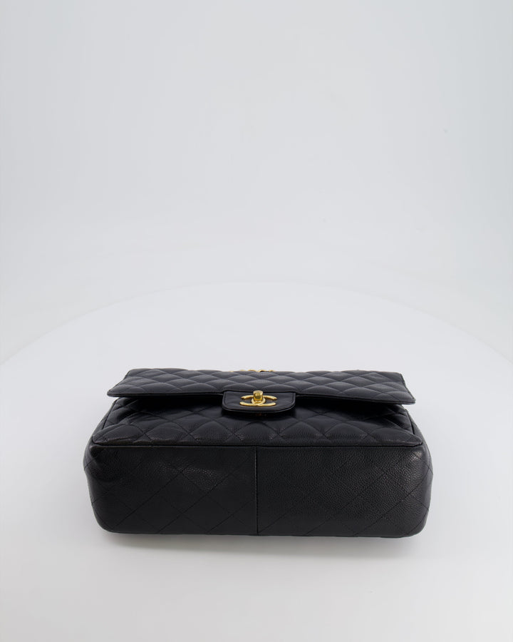 Top Quality Chanel Black Jumbo Classic Double Flap Bag in Caviar Leather with Gold Hardware RRP ¬£9,540