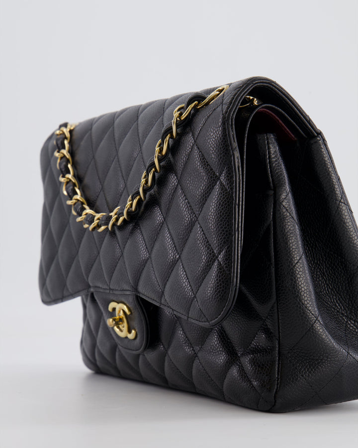 Top Quality Chanel Black Jumbo Classic Double Flap Bag in Caviar Leather with Gold Hardware RRP ¬£9,540