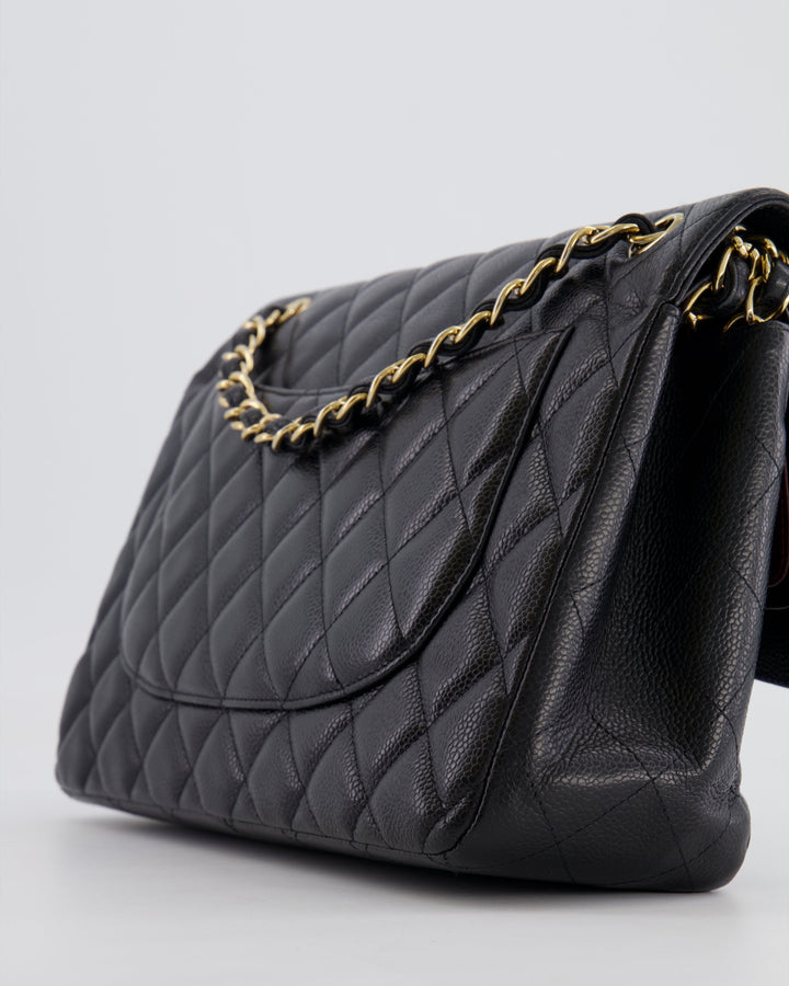 Top Quality Chanel Black Jumbo Classic Double Flap Bag in Caviar Leather with Gold Hardware RRP ¬£9,540